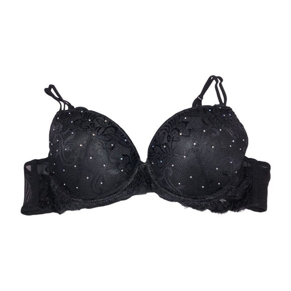 Hers by Herman Size 38C XL Bras & Panties Padded Rhinestones Lace  2 piece Set - Picture 2 of 7